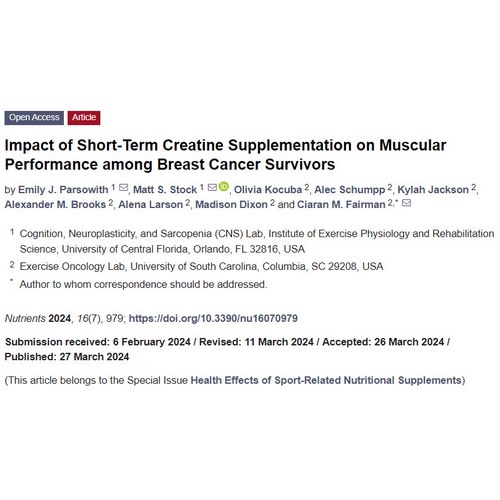 Impact of Short-Term Creatine Supplementation on Muscular Performance among Breast Cancer Survivors